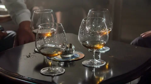 Glasses of whiskey are almost empty Stock Footage 112198208