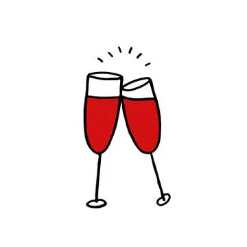 Glasses of wine doodle icon, vector illustration Stock Illustration