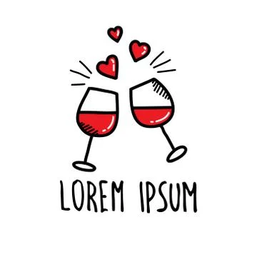 Glasses of wine doodle icon, vector illustration Stock Illustration