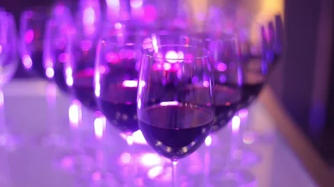 Glasses of wine in a restaurant Stock Footage 82112075