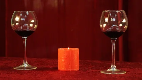 Glasses of wine on the romantic dinner Video stock 89258288