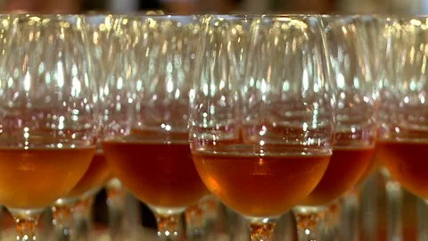 Glasses of wine on the spacing. Secular supper. Meeting with guests Stock Footage 90055555