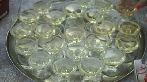 Glasses of wine in the tray Stock Footage 61783911