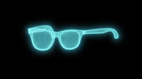 Glasses Wireframe Rotating on Dark Video Background Stock Footage 337524890