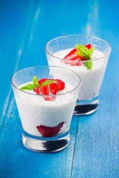 Glasses of yoghurt Stock Photos