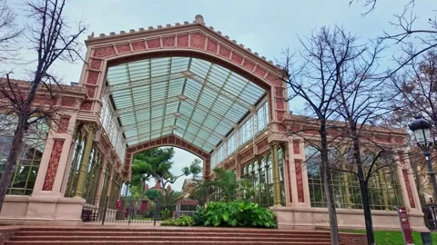 Glasshouse structure inside Parc de la Ciutadella in Barcelona, Spain 動画素材 337795337