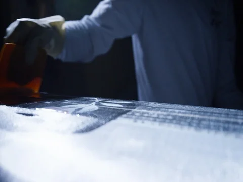 Glassing a surfboard Stock Footage 78307384