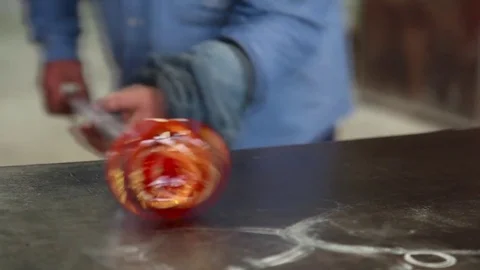Glassmaker working in Murano Stock Footage 72132498