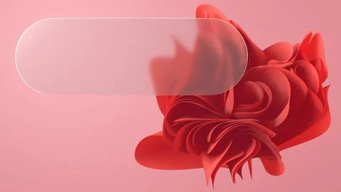 This glassmorphism 3D render showcases a matte glass panel against an abstrac Stockillustratie