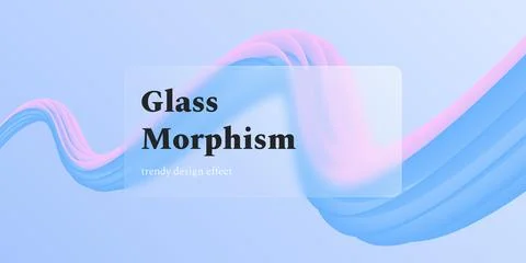 Glassmorphism background. Gradient wave line with realistic frame glass morphism Stock Illustration