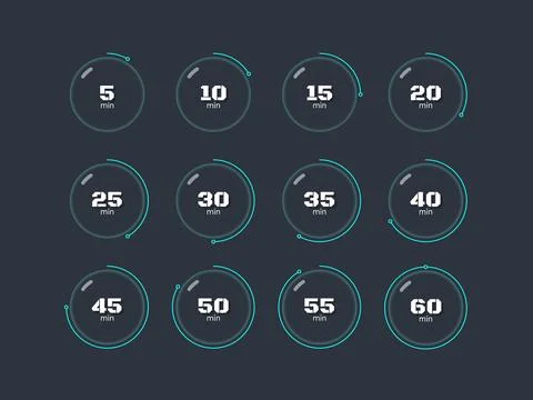 Glassmorphism blob countdown timer set on dark background 库存插图