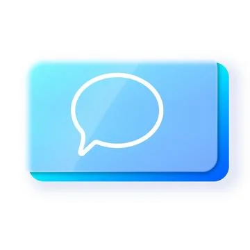 A glassmorphism chat icon with a gradient blue background, blur, and a speech Stock Illustration