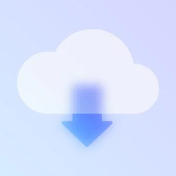 Glassmorphism cloud download icon Stock Illustration