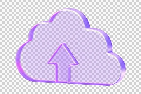 Glassmorphism cloud upload icon with upward arrow for data storage and netw.. Stock Illustration