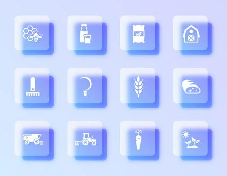 A glassmorphism design style vector icons Stock Illustration