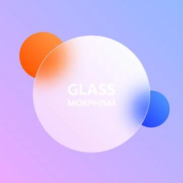 Glassmorphism effect background. Transparent matte glass circle with colorful イラスト素材