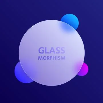Glassmorphism effect background. Transparent matte glass circle with colorful Stock Illustration