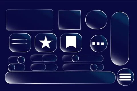 Glassmorphism frames. Transparent glass elements. Simple UI UX glass textur.. Stock Illustration