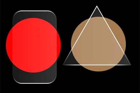 Glassmorphism geometric shapes composition with circle rectangle and triangle Ilustração Stock