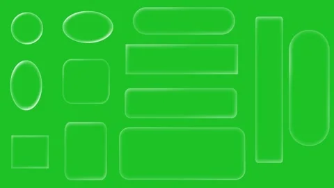 Glassmorphism glass liquid button shapes on green background Stock Footage 327320591