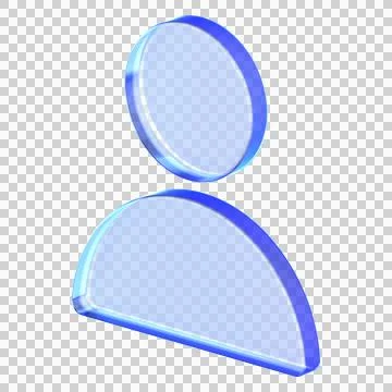 Glassmorphism icon featuring simple transparent user avatar profile with bl.. Illustrazione stock