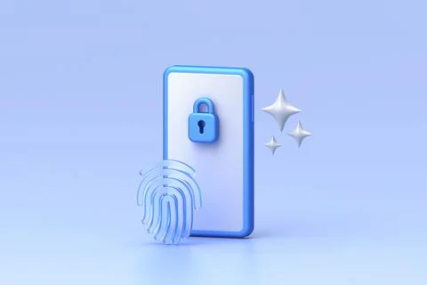 Glassmorphism icon set combining blue smartphone with secure padlock and tr.. Stock Illustration