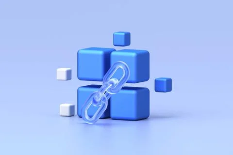 Glassmorphism icon set featuring blue cubes linked together with translucen.. Illustrazione stock