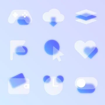 Glassmorphism icon set Stock-Illustration