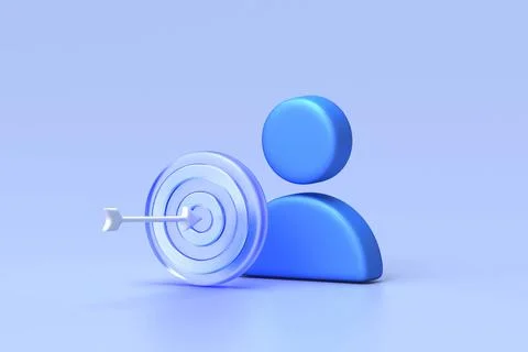 Glassmorphism icon set showcasing blue user profile with translucent target.. Stock Illustration