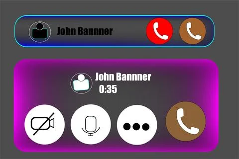 Glassmorphism Mobile Call Screen UI with Neon Gradient and Contact Controls Stock Illustration