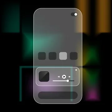 Glassmorphism Mobile Media Control UI Template Stock Illustration