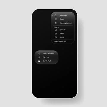 Glassmorphism Mobile UI Popup Settings Menu Dark Theme Interface Stock Illustration