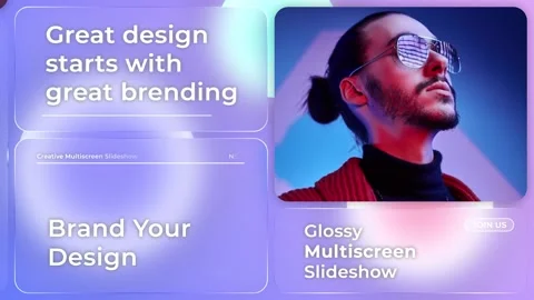 Glassmorphism multiscreen slideshow After Effects stock