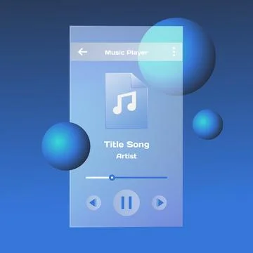 Glassmorphism music player element kit template design Illustrazione stock