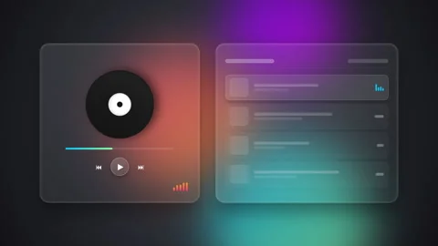 Glassmorphism music player precision Stock Footage 345227402