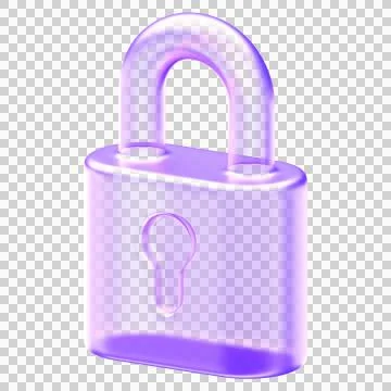Glassmorphism padlock icon representing cybersecurity and data privacy mini.. Stock Illustration