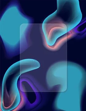 Glassmorphism Rectangle on Gradient Fluid Shapes Background Illustrazione stock