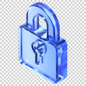 Glassmorphism secure padlock icon in isometric view featuring transparent b.. Stock Illustration