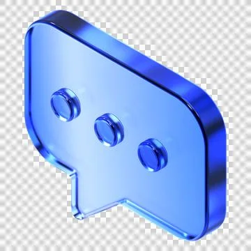 Glassmorphism speech bubble chat icon in isometric view featuring transpare.. Stockillustratie