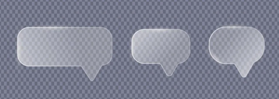 Glassmorphism speech bubble UI elements set 스톡 일러스트