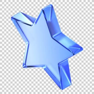 Glassmorphism star icon in isometric view featuring transparent blue glossy.. Stock Illustration