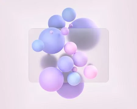 Glassmorphism style composition 3d render. Frosted glass plate with blur effect Illustrazione stock