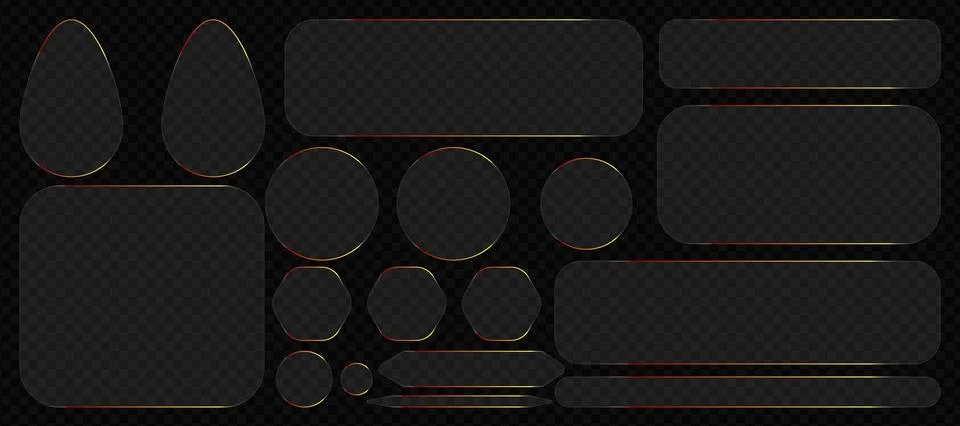 Glassmorphism ui buttons with glowing gradient borders Stock Illustration