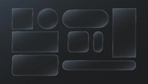 Glassmorphism UI elements collection on a black background. Vector illustration Stock Illustration