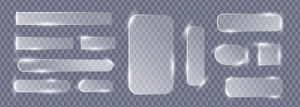 Glassmorphism UI Elements Grey Transparent Set Stock Illustration