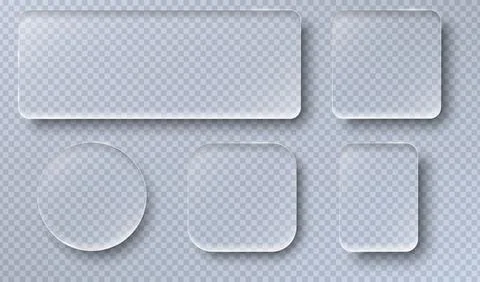 Glassmorphism UI elements. Transparent glass panel set. Frosted glass inter.. Stockillustratie