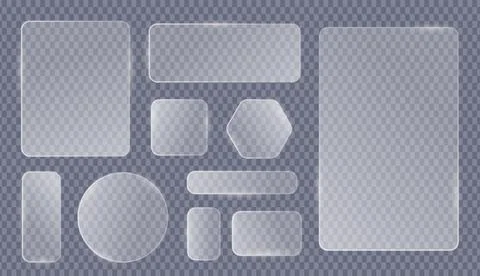 Glassmorphism UI Transparent Rounded Shape Set Stock Illustration