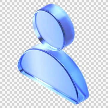Glassmorphism user avatar icon in isometric view featuring transparent blue.. Stock Illustration