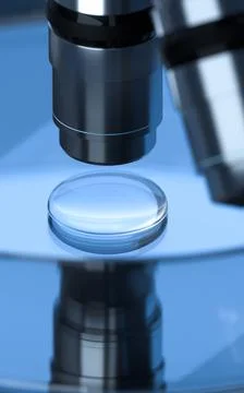 Glassware and microscope in the laboratory, 3d rendering. 스톡 일러스트