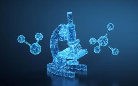 Glassware and microscope in the laboratory, 3d rendering. Stock Illustration